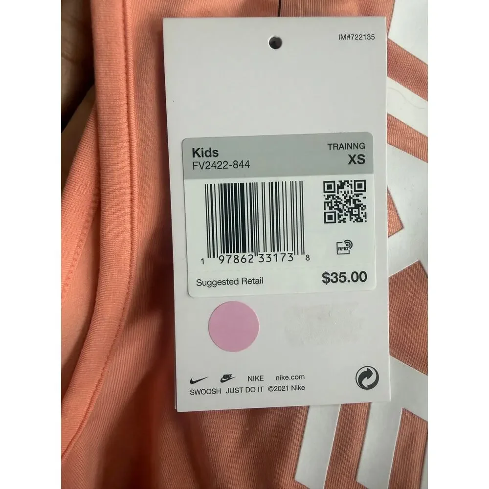 NWT Nike Pro Girls Magic Ember Orange Dri-Fit Training Tank Top Youth Size XS